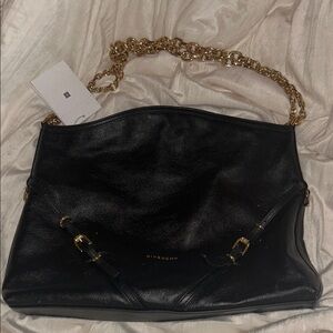 Givenchy Black Leather Shoulder Bag with Gold Chain